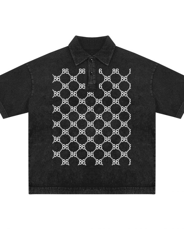 86 Print Snow-Washed Polo T-Shirt