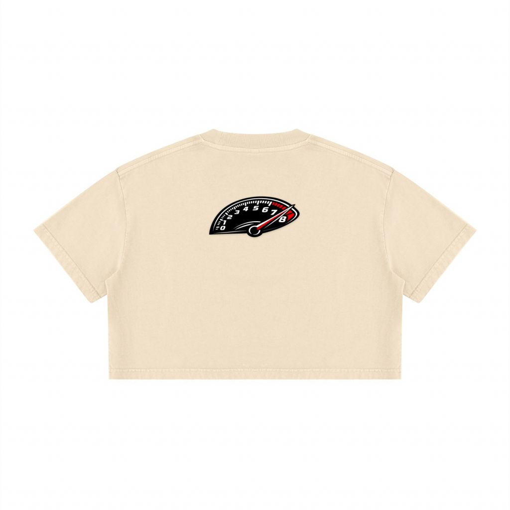 Women's 86'd Racer Mineral Wash Cotton Crop T-Shirt view 6