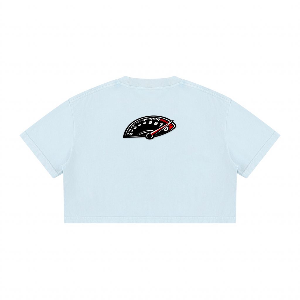 Women's 86'd Racer Mineral Wash Cotton Crop T-Shirt view 8