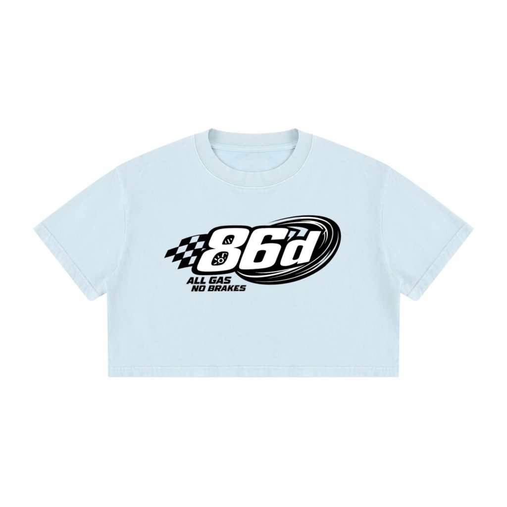Women's 86'd Racer Mineral Wash Cotton Crop T-Shirt view 7