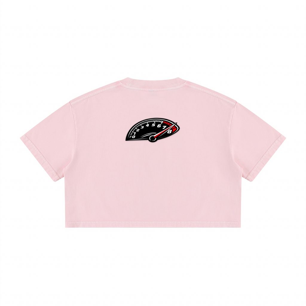Women's 86'd Racer Mineral Wash Cotton Crop T-Shirt view 4
