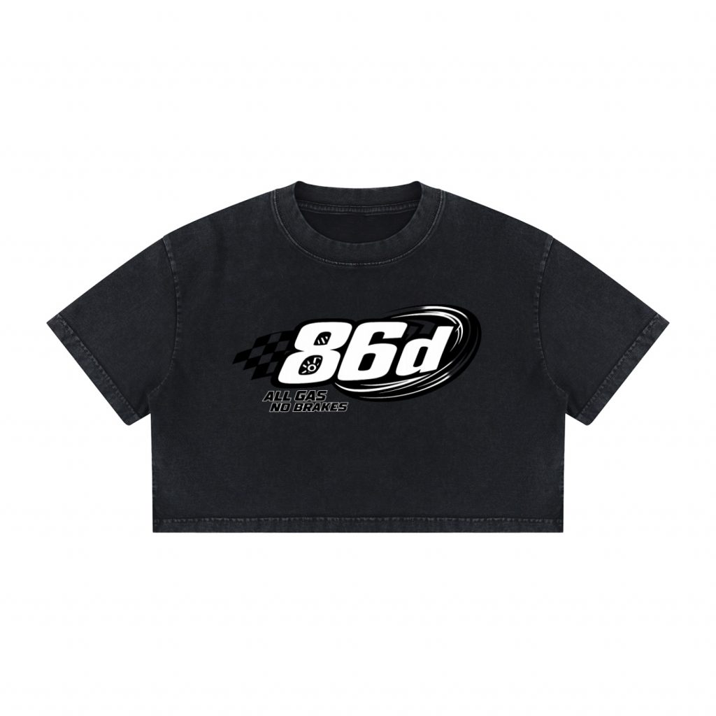 Women's 86'd Racer Mineral Wash Cotton Crop T-Shirt