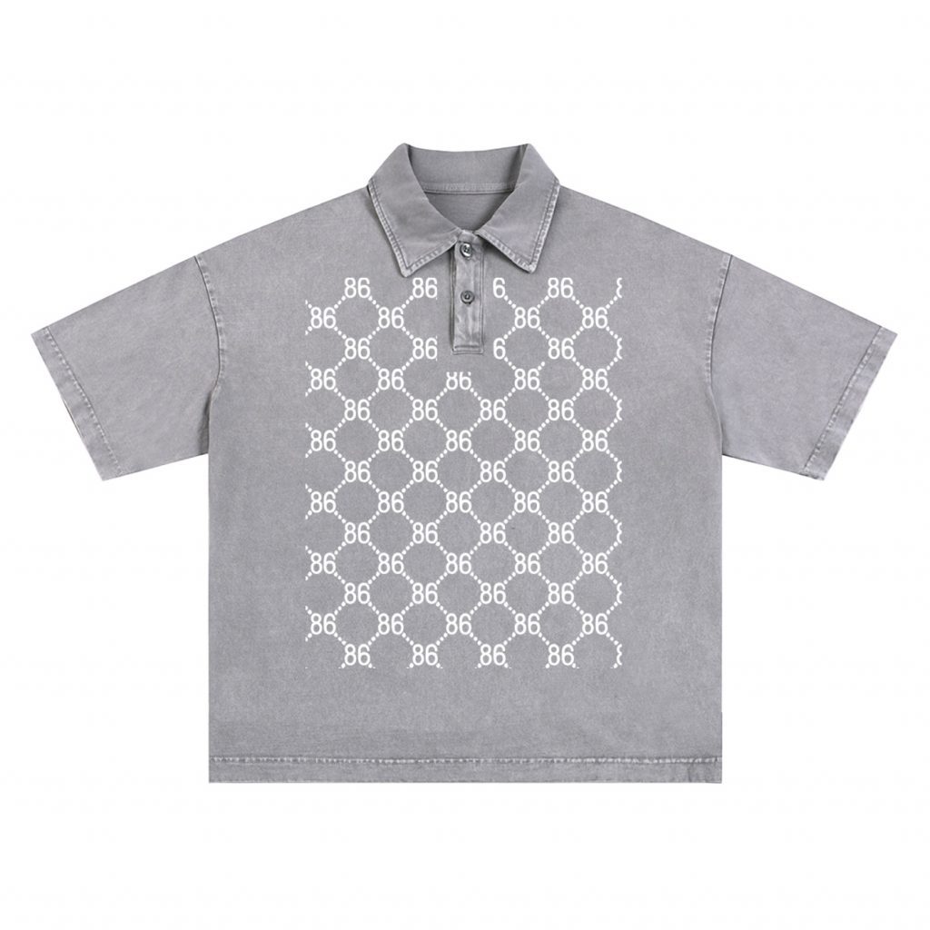 86 Print Snow-Washed Polo T-Shirt view 3
