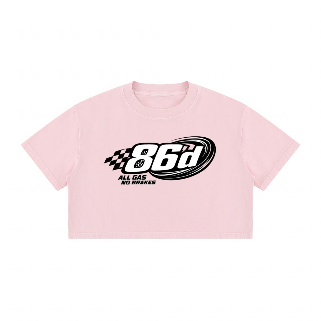 Women's 86'd Racer Mineral Wash Cotton Crop T-Shirt view 3